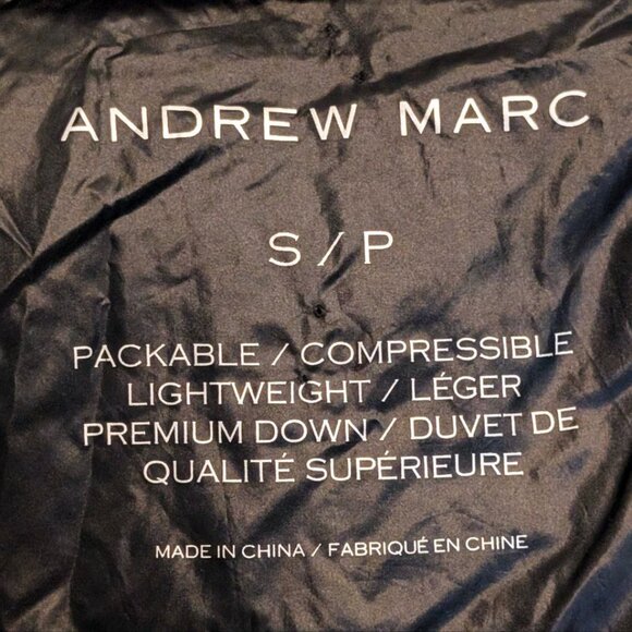 ANDREW MARC Womens Black Packable Duck Down Puffer Jacket Winter Coat 650 Fill-S - Picture 12 of 12